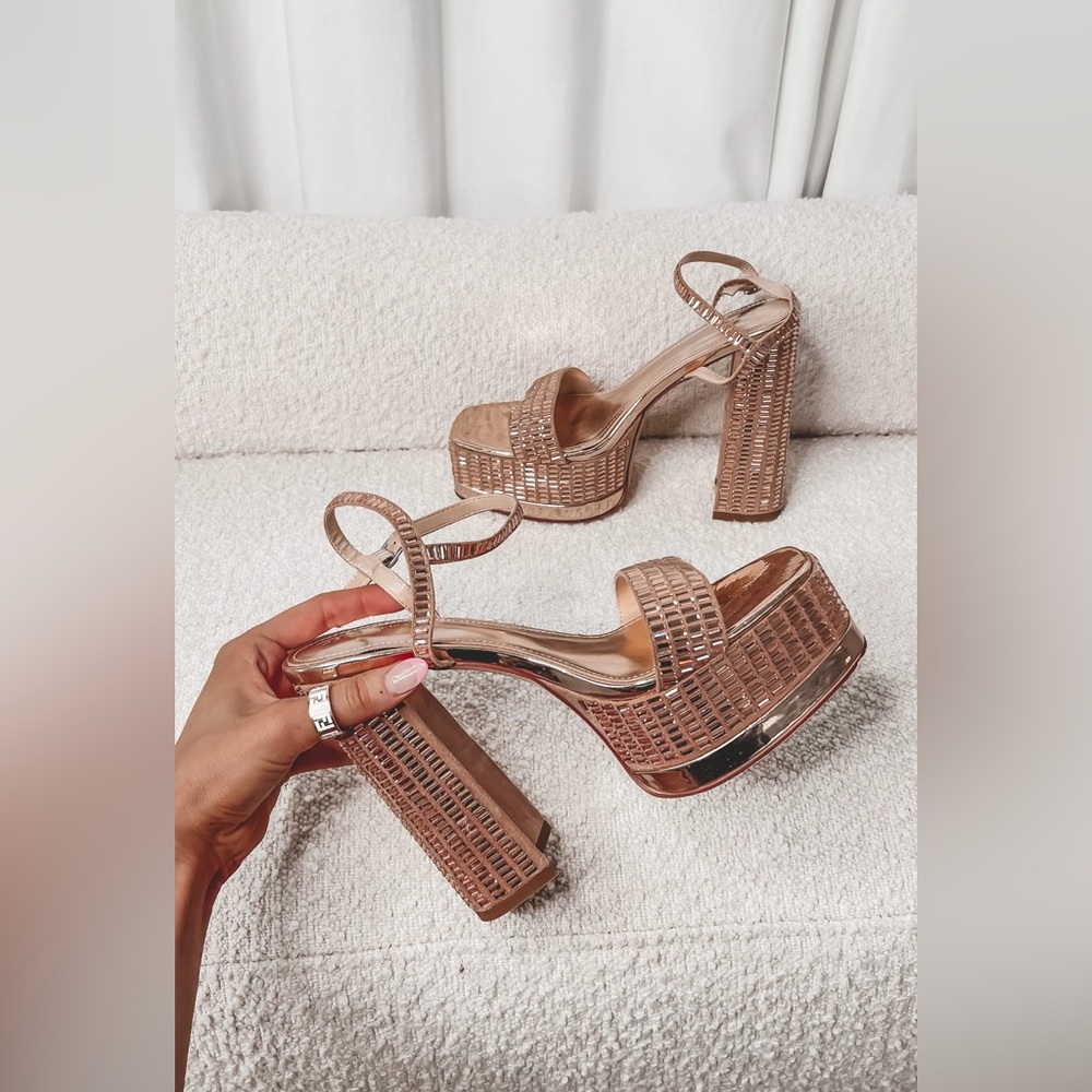 Champagne Metallic Platform Heels